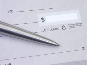 closeup of blank check