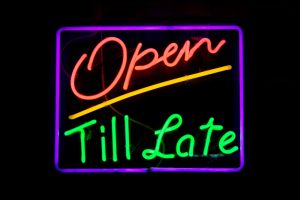 Open till late neon sign
