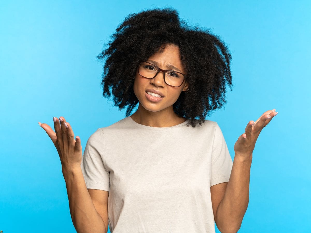 frustrated woman can't cash a check