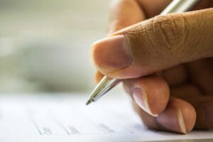 filling out a money order